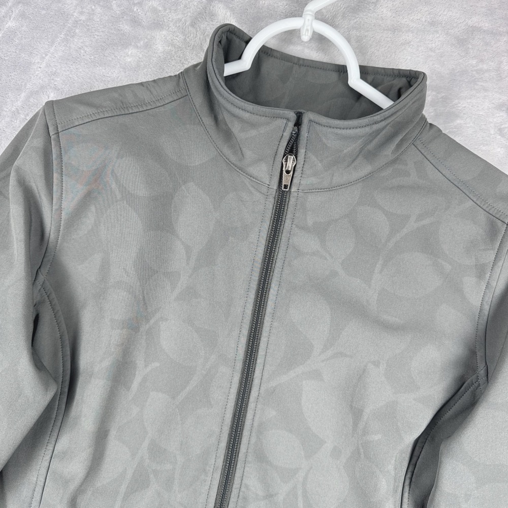 PATAGONIA Demitasse Softshell Jacket Womens M Forge Gray Leaf Print Full Zip